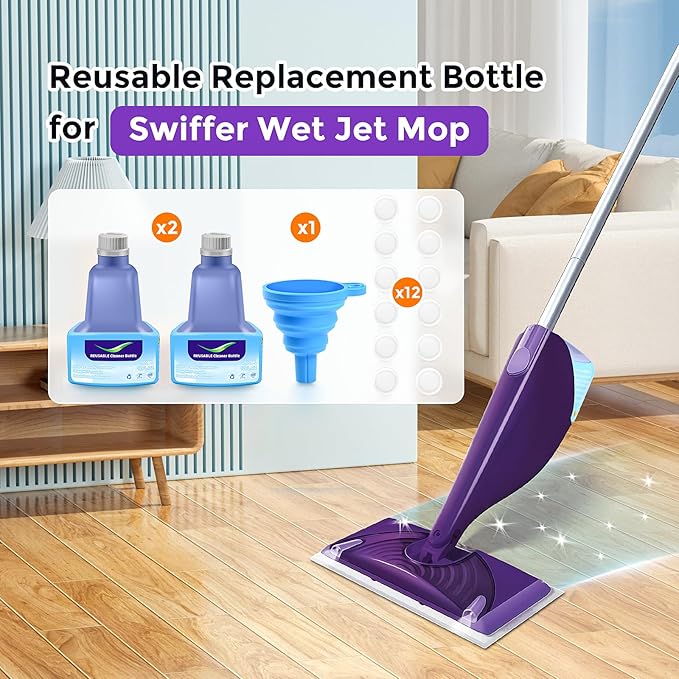 Reusable Bottle for Swiffer Wet Jet Mop, 500ml /17 FL OZ Cleaner Solution Empty Bottle