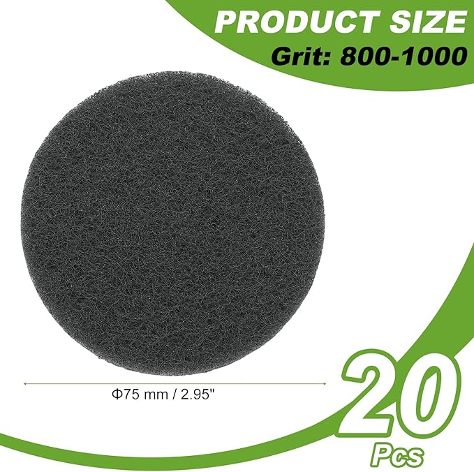 Power Scrub Pads, Scrubbing Pads 800 Grits Scouring Discs - Fitting for (Home Kitchen Cleaning - Drill Attachment - Scrubber Replacement) 20 Pcs & 3 Inch & Gray