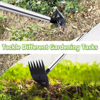 Weed Puller Tool with Long Handle, Hoe Garden Tool Weeding Rake Combo for Uprooting, Garden Hoe, Weed Remover Manual Weeder for Yard Flower Bed