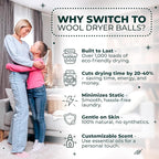 No More Dryer Sheets! Reusable Wool Dryer Balls XL 6-Pack - Reduces Static, Cuts Dry Time, & Softens Naturally
