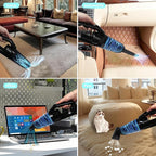 Handheld Car Vacuum Cleaner,Portable Vacuum Cleaner with 15000PA Suction,High Power Wet and Dry Mini Rechargeable Car Vacuum Cleaner with LED Light ,Multi-Nozzles for Car, Home, Office,Pet(black)