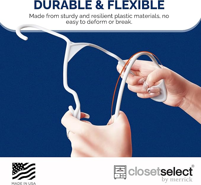Closetselect Plastic Hangers 50 Pack - Space Saving Clothes Hangers, Made in USA, Durable & Strong Plastic Shirt & Coat Hanger with Notches & Shoulder Grooves, Non-Slip Clothing Hangers | Red Engine