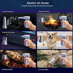Compressed Air Duster Cordless, 4 Gear Adjustable Brushless Motor 150000RPM Electric Air Duster, Rechargeable with LED Display & Light, Mini Dust Blower for Computer, PC, Keyboard, Outdoor, House, Car