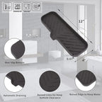 Silicone Bathroom Soap Dishes with Drain Spout-Bathroom and Kitchen Sink Organizer,Sponge Holder,Dish Soap Tray,Perfect for Dispenser,Scrubber,Bottle,Cup on Sink or Counter-Coffee 12"×4"