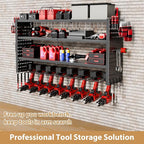Power Tool Organizer Wall Mount, 4 Layer Heavy Duty Garage organizer Loads 280lbs, Tool Organizers with 8 Drill Hanger, Battery Tools Holder Garage Storage Organization for Workbench, Pegboard, Shed