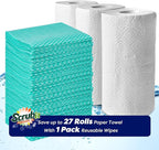 SCRUBIT Reusable Cleaning Wipes, Handy Wipes for Kitchen and Office - Dish Cloths for Washing Dishes - Multi Purpose Disposable Cleaning Towels (12 x 20 in) 72 Pack (Green)