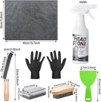 Mixweer 8 Pcs Headstone Cleaner Kit for Grave Cemetery Cleaning Granite and Stone Daily Cleaner Includes Spray Cloth Bristle Crevice Brush Scrub Brush Cleaning Sponge Disposable Gloves Plastic Scraper