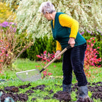 Leaking Soil Shovel Filter 0.24 Inch/ 6 mm Mesh 43.3''L Chicken Poop Scooper Stainless Steel Sieve Sifting Shovel with D Grip Wood Handle for Gardening Farm Chicken Coop Goat Stall