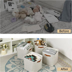 HNZIGE Foldable Cube Storage Bin(4 Pack ) Storage Baskets for Shelves, Closet,12x12 Storage Cube Bins Baskets for Cube Organizer, Fabric Storage Cubes for Storage Home Organization(Cream)