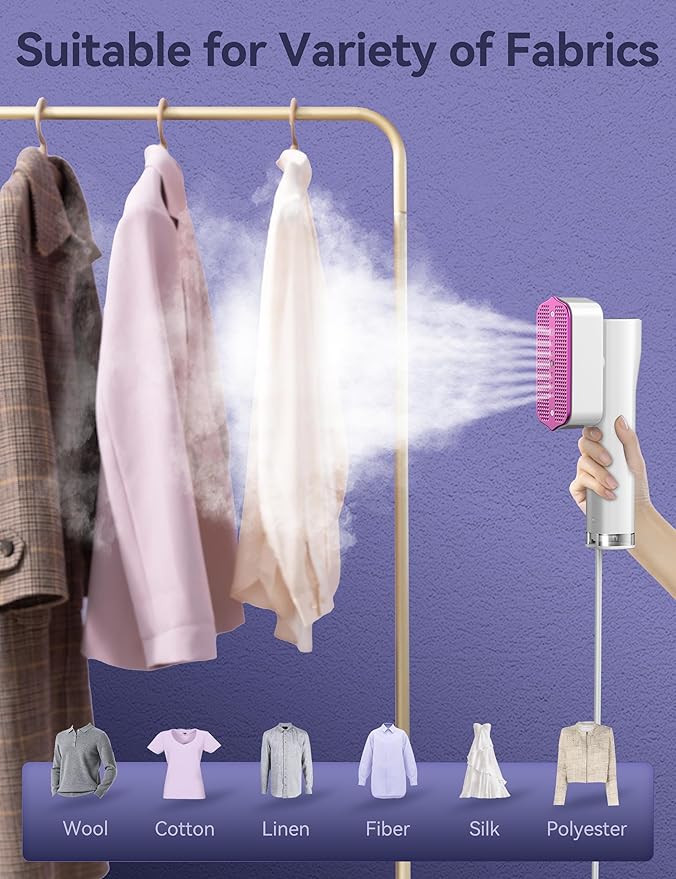 Steamer Iron for Clothes, Portable 2 In 1 Travel Handheld Garment Steamer,20 Minutes of Continuous Steam,100ml Water Tank,Steamer Ironing Gloves,1000W Light Steam Iron for Travel and Home