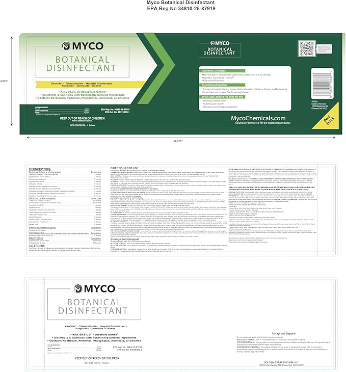 Myco Botanical Disinfectant Cleaner – Natural Plant-Based Ready-to-Use EPA-Registered Disinfectant Spray for Mold, Mildew, Germs, Bacteria & Viruses – Safe for Home & Commercial Use, 5 Gallon