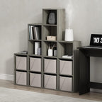 Furinno Luder Bookcase / Book / Storage, 4-Tier Cube, French Oak