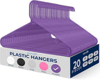 SereneLife Premium 20 Pack Plastic Hangers, Lightweight, Durable, Space Saving Clothes Organizers, Suitable for Shirts, Sweaters, Hoodies, Dresses, Kids Clothes, Good for Home Organization (Purple)