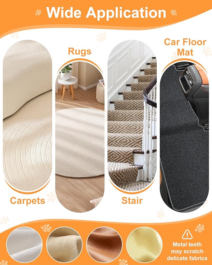 3 in 1 Carpet Rake for Pet Hair Removal Tool, 51” Adjustable Long Handle Pet Hair Removal Broom, Pet Grooming Brush, Cat Dog Hair Remover Carpet Scraper for Rugs, Mats