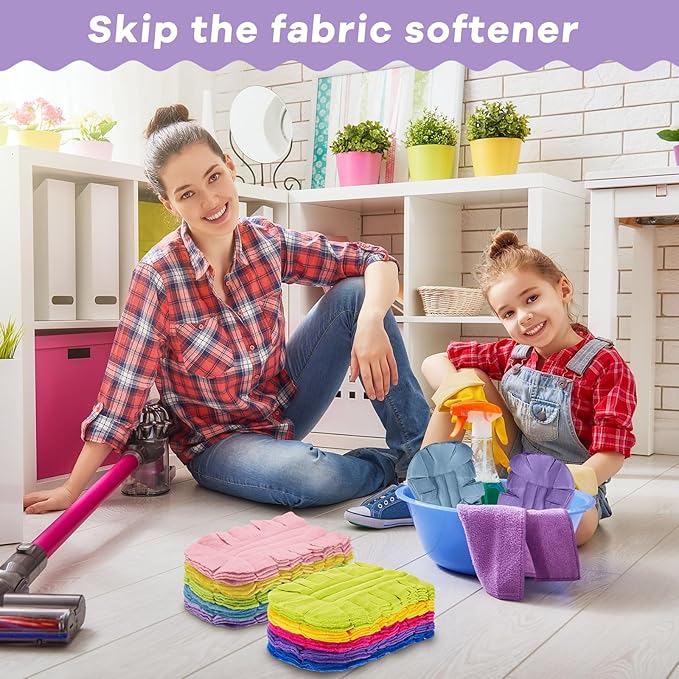 Zubebe 20 Pcs Duster Refill Reusable Fleece Duster Refills Feather Flat Dusters Multi Surface Washable Cleaning Pads Tools for Home, Blinds, Car, Pet, Furniture, Fans (Vivid Color)