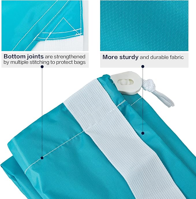 HOMEST XL Nylon Laundry Bag with Strap, Large Dirty Garments Organizer, Easy Fit a Hamper or Clothing Basket, Can Carry Up to 4 Loads of Clothes, Sky Blue
