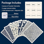 Swedish Dishcloths for Kitchen, 8 Pack Japanese Pattern Reusable Paper Towels with Clips, Non-Scratch Swedish Dish Towels, Super Absorbent Cellulose Dish Cloths, No Odor