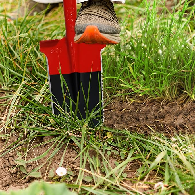 Slayer of Grass 47.2" Steel Square Garden Spade, Flat Shovel for Digging, Planting & Edging, Heavy Duty Trenching Shovel with Serrated Edges