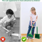 Children's Small Broom Dustpan Set Green Frog Mini Household Cleaning and Pretend Play Set