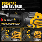 Cordless Impact Wrench, 900Ft-lbs (1200N.m) 1/2" Brushless Impact Gun, 20V High Torque Power Impact Driver, 2x4.0Ah Batteries,Brushless Motor 2400 RPM Variable Speeds for Family Car/Pickup Truck/Mower