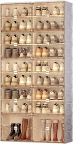 ANTBOX Portable Shoe Rack Organizer for Closet Entryway, Stackable Sneaker Storage Shoe Cabinet with Magnetic Clear Door, Large Plastic Storage containers Bins with Lids 9 Tiers 36 Pairs