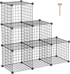 C&AHOME Wire Cube Storage, 6 - Cube Organizer Metal C Grids, Modular Shelves Units, Storage Bins Shelving, Closet Organizer, Ideal for Home, Office, Living Room, 36.6”L x 12.4”W x 36.6”H Black