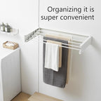 Clothes Drying Rack, Laundry Hanging Rack Collapsible, Wall Mounted Drying Rack for Laundry, Foldable Drying Rack Indoor Outdoor, 31.5" Wide, 5 Aluminum Rods, 60 lb Capacity (White 31.5")