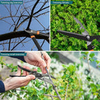 TANG Sunshades Loppers Garden Tool, 3PCS Combo Gardening Tools Set with Lopper, Hedge Shears, Pruner Shears; Tree Trimmer Branch Cutter for Yard Lawn Garden, Hedge Clippers Gifts