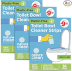 Nature Clean Natural Toilet Bowl Cleaners Strips 3 x 45 count, Plastic-Free Packaging, Refresh Toilets & Bathroom. No Splash.