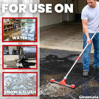 Heavy Duty Floor Squeegee for Concrete Floor – 17.3'' EVA Foam Blade with Built-in Towel Clip, 62'' Extendable Handle, Uneven Surface Floor Squeegee Broom for Garage, Window, Pool, Tile, Patio &Shower