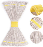 Matthew Cleaning 12Pcs 5'' Headband White&Orange&Green 24Oz Commercial String Mop Heads, Loop-End Mop Head Replacement, Heavy Duty Industrial Washable&Reusable Mop Refills for Residential& Warehouse