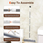 Floor Squeegee for Concrete Floors, 180° Rotating Silicone Broom, Squeegee for Floor with Long Handle and Textured Squeegee Design, Water and Pet Hair Remover for Bathroom Floors, Tile, Deck and Glass