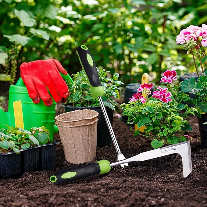 2 PCS Hand Weeder Tool Gardening Weeder Tool Garden Weeding Tool with Ergonomic Handle, Stainless Steel Garden Courtyard Lawn Farmland Transplant Gardening Plant Tool