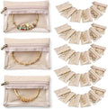 Vlando Jewelry Travel Case,Travel Jewelry Organizer with Clear Velvet Jewelry Bags Zipper Pouch for Women Girl Gift 33Pcs