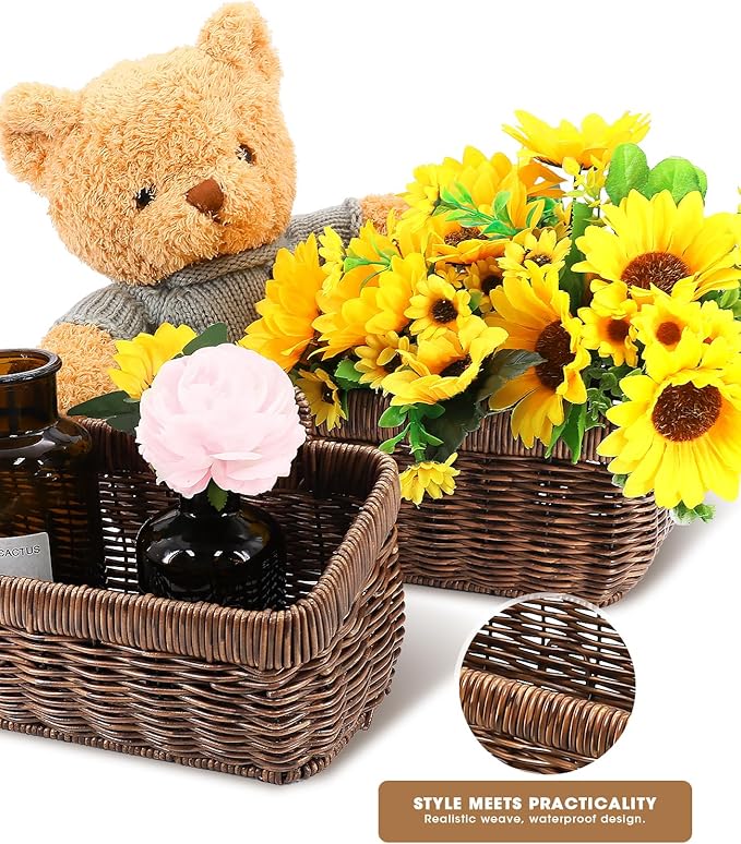 AceList Wall Hanging Basket, Boho Style Hand-Woven Hanging Storage Baskets - Set of 2, Ideal for Boho Room Decor, Kitchen, Garden, and Living Room(Brown)