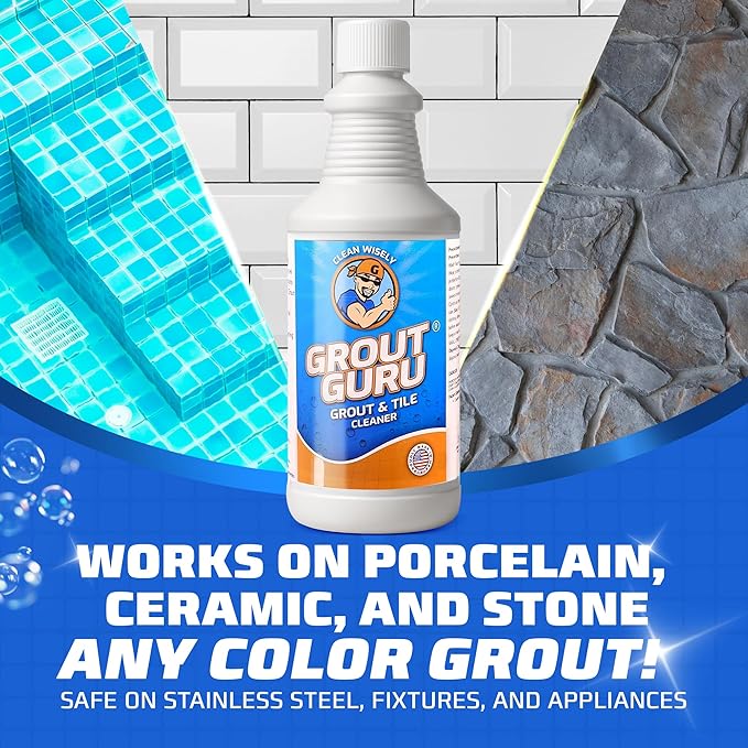 Grout Cleaner for Tile Floors 1 Quart Made in USA - Heavy Duty Tile Cleaner Ceramic Floor for Deep Cleaning Restore Easy to Use Bathroom Shower Kitchen Outdoor Porcelain