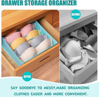 Drawer under Cabinet Clothes Organizer 5 Cell Foldable Storage Cubes Underwear Drawer Organizer Dividers Storage Boxes for Bra, Underwear（Light Green）
