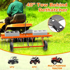 40" Tow Behind Lawn Dethatcher, Pull Behind Rake with 24 Rust-Proof Tines and Heavy Tires, Lawn Tractor Rake with Lift Handle, Tow Behind Rakes to Remove Thatch, Leaves from Large Lawn Area