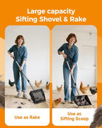 Chicken Poop Scooper with Ergonomic Grip, 4 in 1 Adjustable Chicken Coop Pooper Shovel (24 to 70"), Sifting Litter Shovel Scoop for Chicken Coop/Goat Stall/Stable Cleaning