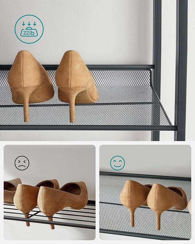 SONGMICS 12-Tier Stackable Shoe Shelf Set, Metal Shoe Storage for Garage, Entryway, with Adjustable Shelves, Hold 48-60 Pairs, Cool Gray ULMR12G01