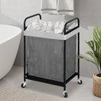 STO STO Laundry Hamper, 90L Rolling Laundry Sorter Cart with Removable and Washable Liner Bag, Clothes Hamper with Wheels and Metal Handle for Laundry Room and Bedroom, Gray