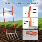 5-Tine Broadfork, 50" Broad Fork Garden Tool Heavy Duty Digging Pitch Fork with H-Shaped Design for Gardening, Farm Cultivating, Loosening Soil