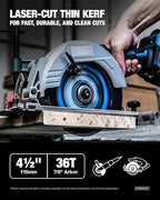 CRALY 4-1/2 Inch 24&36 Teeth Wood Cutting Framing/Fine Finish Circular Saw Blade, 7/8 Inch Arbor, Carbide Tipped, Thin Kerf, Black Ice™ Coating, for Plywood, MDF, OSB, Laminated, 2-Pack(C042436-2E)