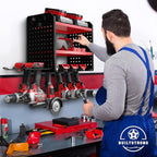 Power Tool Organizer-6 Drill Holder Wall Mount, 3 Tier Heavy-Duty Hand Tool Storage Rack, Utility Racks, Drill Holder, 2 Pegboard Sides - Garage Storage Cordless Tool Organizer (Red)