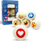 Dryer Ball Kit: 6 XL Wool Dryer Balls - Natural Fabric Softener, Reusable, Reduces Clothing Wrinkles and Saves Drying Time - Reduces Wrinkles and Saves Drying Time (6pcs Wool Dryer Ball) (Emoji)