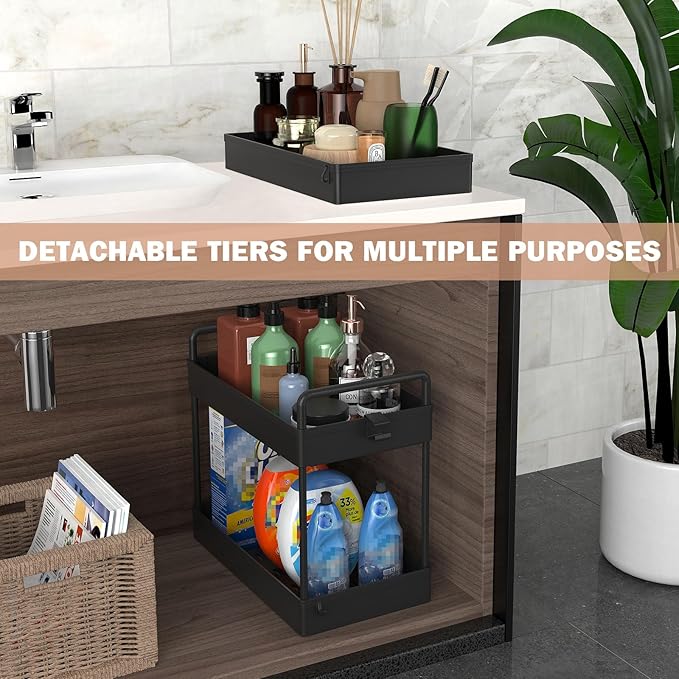 Ronlap 3 Tier Slim Rolling Storage Cart with Wheels Plastic Utility Cart Organizer for Snack Craft Art Postpartum Baby Diaper Nail Makeup in Bathroom Laundry Room Kitchen Bedside Narrow Space, Black