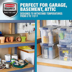 Rubbermaid Roughneck Clear 19Qt/ 4.75 Gal Storage Containers, Pack of 6, with Snap-Fit Grey Lids, Visible Base, Sturdy and Stackable, Great for Storage and Organization