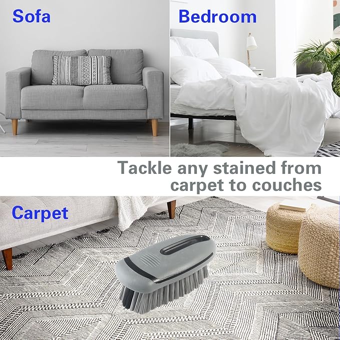 Carpet and Upholstery Cleaning Brush,Carpet Scrubber Stiff Bristle Detailing Scrub Brushes,Interior Leather Brush for Car and Home (Gray)