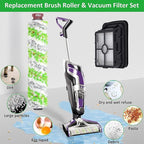 for Bissell CrossWave Pet Pro 2306A CrossWave 1785 Series Replacement Parts 2 Pack 2460 Multi-Surface Pet Pro Cleaner Brush Rolls Tangle-Free+2 Pack 1866 Vacuum Filters Part 1613568 1608684