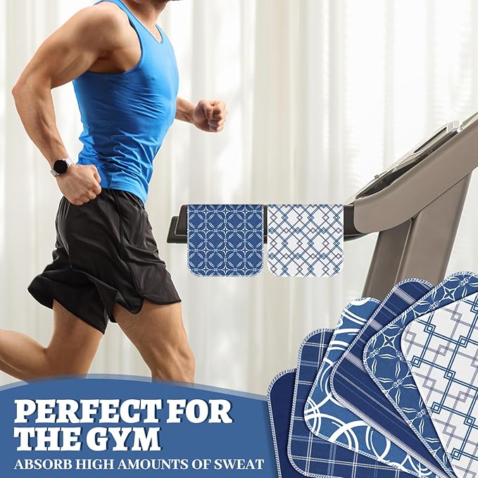 36 Count Reusable Cleaning Cloths Washable Cotton Kitchen Towels for Home(Geometric Style,Blue)